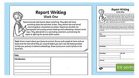 Report Writing Week One Homework - Worksheet