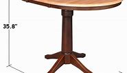 36" Round Pedestal Counter Height Table with 12" Leaf - Cinnamon/Espresso