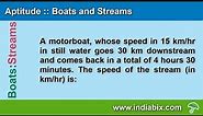 A motorboat's speed in 15 km/hr in still water goes 30 km | Boats and Streams | Aptitude | IndiaBIX