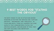 9 Best Words For "Stating The Obvious"