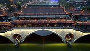 Beautiful Anshun Bridge City Lights at Night in Chengdu, China - Cinematic Aerial