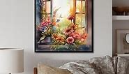 Designart "Nature"S Floral Window Display I" Floral Window Framed Canvas Prints - Bed Bath & Beyond - 38037917