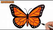 How to Draw Butterfly Easy | Monarch butterfly drawing and coloring | Art Tutorial