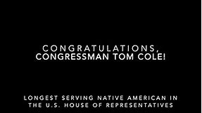 Rep. Cole Celebrated as Longest Serving Native American in U.S. House of Reps