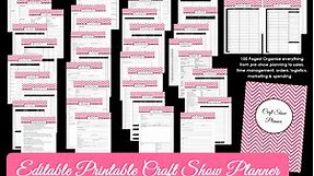 Printable Craft Show Planner for Handmade Markets and Trade Shows (Editable)