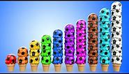 Ice Cream Scoops Soccer Balls to Learn Colors and Numbers for Kids - 3D Toddler Learning Videos
