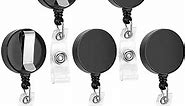 5 Pack Retractable Badge Holders – Badge Reels Retractable ID Card Name Holder – ID Badge Clip with Belt Clip（Black）