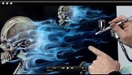 How to Airbursh Real Fire & Skulls - Realistic Blue Flames