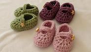 How to crochet easy baby Mary Jane shoes - booties / slippers for beginners
