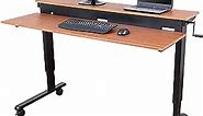 S STAND UP DESK STORE Crank Adjustable 2-Tier Standing Desk with Heavy Duty Steel Frame (Black Frame/Teak Top, 60 inch Wide)