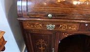 Antique late Victorian inlaid rosewood cylinder bookcase
