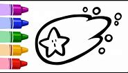 Shooting Star drawing, painting and colouring for kids, toodles ideas for kids, how to draw