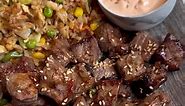Easy Hibachi Steak Fried Rice (full recipe is on: HungryHappens.Net) | hibachi chicken recipe