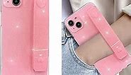 Designed for iPhone 13 Phone Case Loopy Glitter Bling Full Camera Lens Protection Cover with Cute Heart Strap Bracelet for Girls Women-Pink, T1212-WD-iP13-Pink