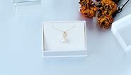 14k Gold Feather Pearl Necklace