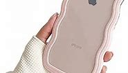 Ownest Compatible with Clear iPhone 7/8/SE Case Cute Simple Curly Wave Bumper Case Aesthetic Phone Case for Girls Women Soft TPU Protective Phone Cover-Pink