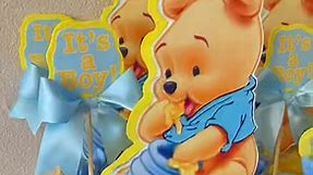 Hand made centerpieces Winnie the Pooh inspired #centerpieces #centerpiecesideas #partydecorations #partyideasforkids #partyprops #winniethepoohcenterpiece #babyshowercenterpiece #winniethepoohbabyshower #boybabyshowerideas #winniethepoohbabyshower #lapuente