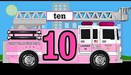 Number Counting Pink Fire Truck - Firetrucks Count 1 to 10 for Children