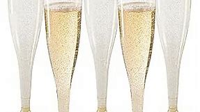 36 Plastic Champagne Flutes, 6.5 Oz Plastic Glasses Gold Rim & Glitter Gold Mimosa Glasses, Brunch Decor, Plastic Flutes Champagne Disposable