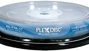 PLEXDISC 645-212 50 GB 6X Blu-ray Double Layer White Inkjet Recordable Disc BD-R DL, 10-Disc Spindle