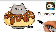 How to Draw Pusheen Cat in a Donut Easy