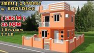 25 SQM | SMALL 2 STOREY HOUSE DESIGN with ROOF DECK | 3 BEDROOM | 2 T&B