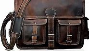 Leather Laptop Messenger Bag Vintage Briefcase Satchel for Men and Women (VINTAGE BROWN) 18 inch
