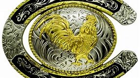 Moranse Golden Horseshoe Belt Buckle With Animal Symbol