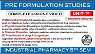 preformulation studies (complete) || Unit 1 || industrial pharmacy 5th semester || Carewell Pharma