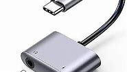 UGREEN USB C to 3.5mm Headphone and Charger Adapter 2 in 1 Type C to Aux Audio Jack with PD 60W Fast Charging Dongle for Headphone Earbud Compatible with Samsung S24/23 Ultra iPad Pro Air
