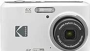KODAK PIXPRO Friendly Zoom FZ55-WH 16MP Digital Camera with 4X Optical Zoom 27mm Wide Angle and 2.7" LCD Screen (White)