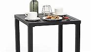 Sophia & William Small Metal End Side Table, Indoor Outdoor Square Bistro Tables, Portable Coffee Table, Rust & Weather Resistant, Black, 18.9"