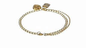 Michael Kors Womens Gold-Tone Charm Link Bracelet, One Size