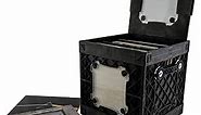 UbeCube CrateVinyl DJ - Vinyl Record Storage Crate Modular Storage Cube for LP Albums with Divider, Rubber Handles and Transparent Panels (Black crate - Clear panels)