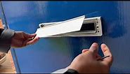 Door Letterbox fixing with plastic Hinges