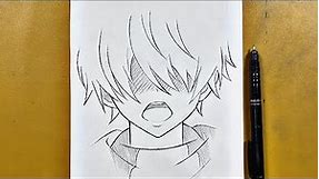Easy anime sketch || how to draw cute anime boy step-by-step