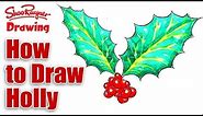 How to draw Christmas holly