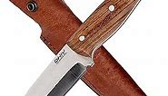 OHIY Handmade Bushcraft Knife with 4.25" Stainless 4116 German Steel Blade, Genuine Leather Sheath, Full Tang Walnut Handle