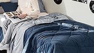 Bedsure Navy Bed Sets Twin - 5 Pieces Reversible Twin Comforter Sets, Twin Bedding Set with Comforters, Sheets, Pillowcase & Sham