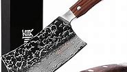 YOUSUNLONG Chopper Knife 7 Inch Meat Cleaver Butcher Axe Bone Chopper - Heavy Duty - Japanese Damascus thickened stainless steel - Natural Walnut Wood Handle