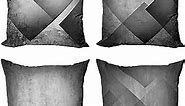 Ambesonne Geometric Throw Pillow Cushion Case Pack of 4, Grunge Effect Abstract Modern Design Monochromatic Design Polygons Print, Modern Accent Double-Sided Digital Printing, 18", Grey and Dimgray