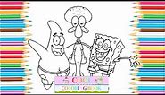 Squidward & Patrick and spongebob Coloring Pages - Cool Coloring Book | How to draw