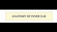 ANATOMY OF INNER EAR