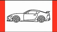 How to draw a TOYOTA SUPRA A90 2019 easy / drawing supra mk5 car