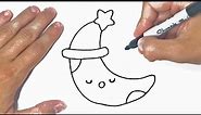 How to draw a Kawaii Moon Step by Step