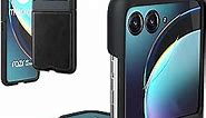 Foluu (Upgraded for Motorola Razr Plus 2023 Case, Moto Razr Plus 2023 Leather Case, PU Leather + Hard PC Shell Ultra Thin Slim Durable Protective Phone Case Cover for Motorola Razr+ 2023 (Black)