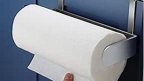 ZUNTO Paper Towel Holder Cabinet Door - Hanging Paper Towel Holder for Kitchen, Cabinet Paper Towel Roll Holder - Over The Door & Inside Cabinet, Stainless Steel