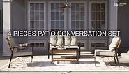 LAUSAINT HOME 4 Pieces Outdoor Patio Conversation Set, 3 Chairs with Cushions and 1 Metal Coffee Table