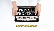 4 Pack No Trespassing Signs Private Property,10x7 Inch Rust Free Aluminum Metal Sign,Reflective,Fade Resistant,UV Protected,Weatherproof Up to 7 Years Indoor/Outdoor Use