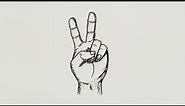 how to draw peace sign hand easy step by step
